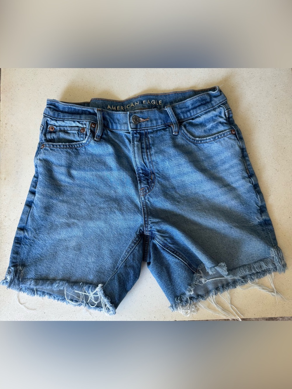American Eagle Light Blue High-Rise Denim Shorts